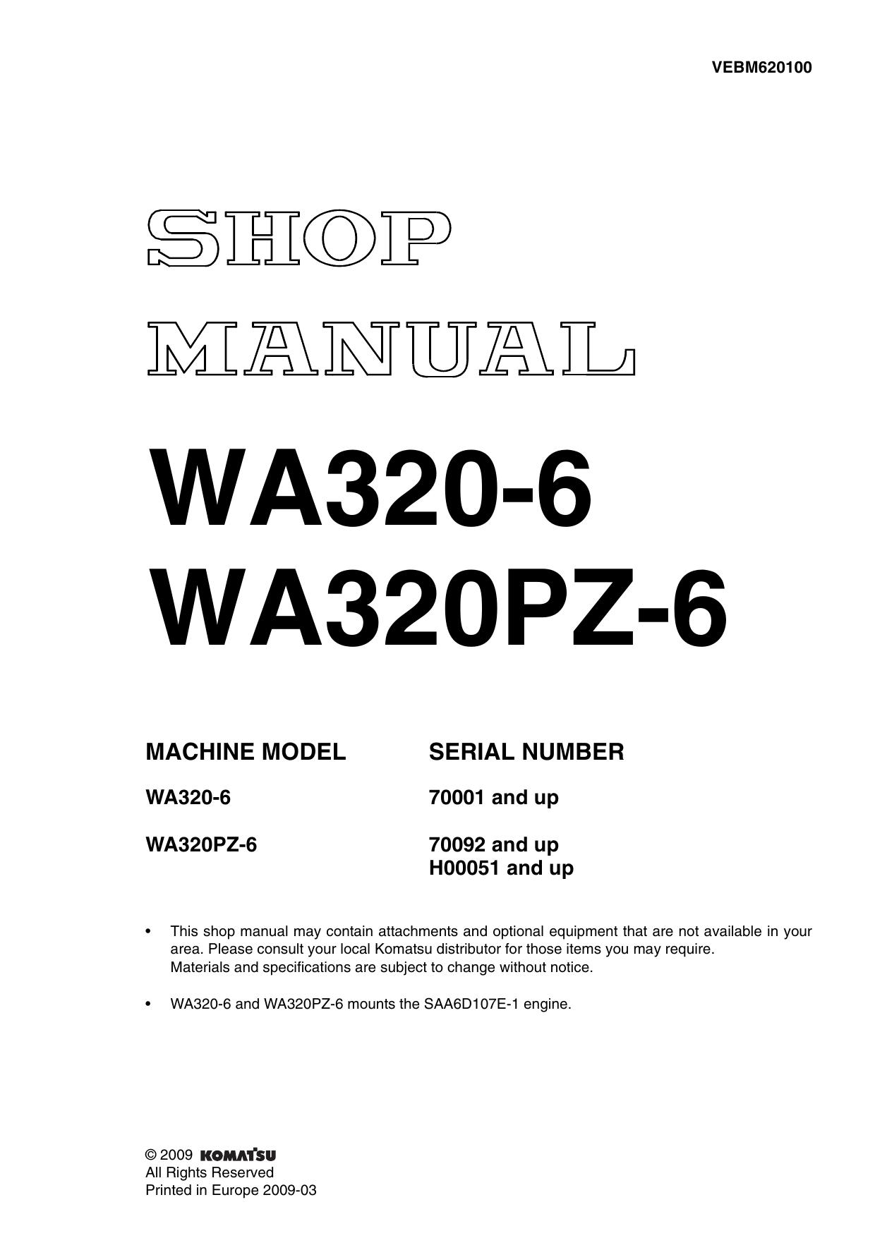 WA320-6 WA320PZ-6 Shop Manual